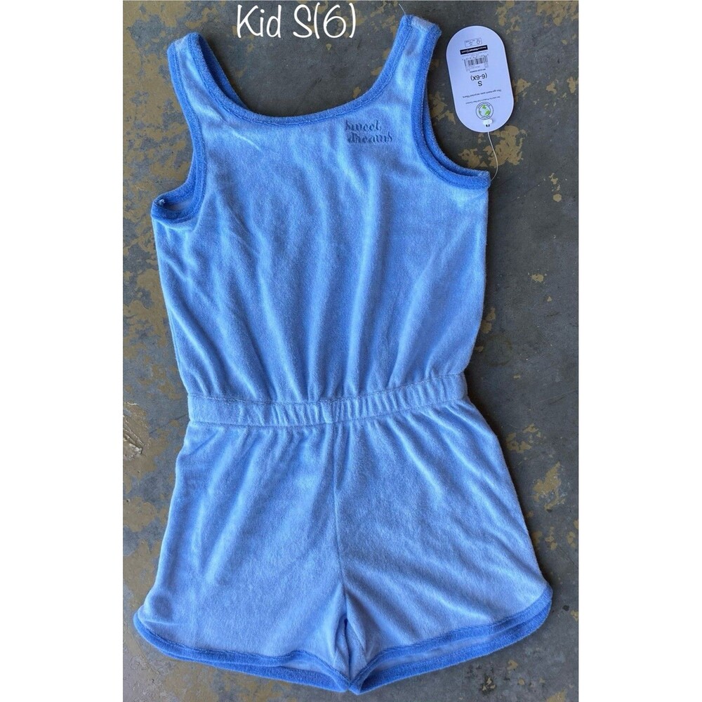 Wonder Nation Girls Blue Terry Cloth Romper Pajamas Size S (6)